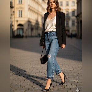 LOFT Distressed Blue Ankle Jeans